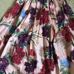 Zara small pink purple wine red green blue floral skirt midi with pockets